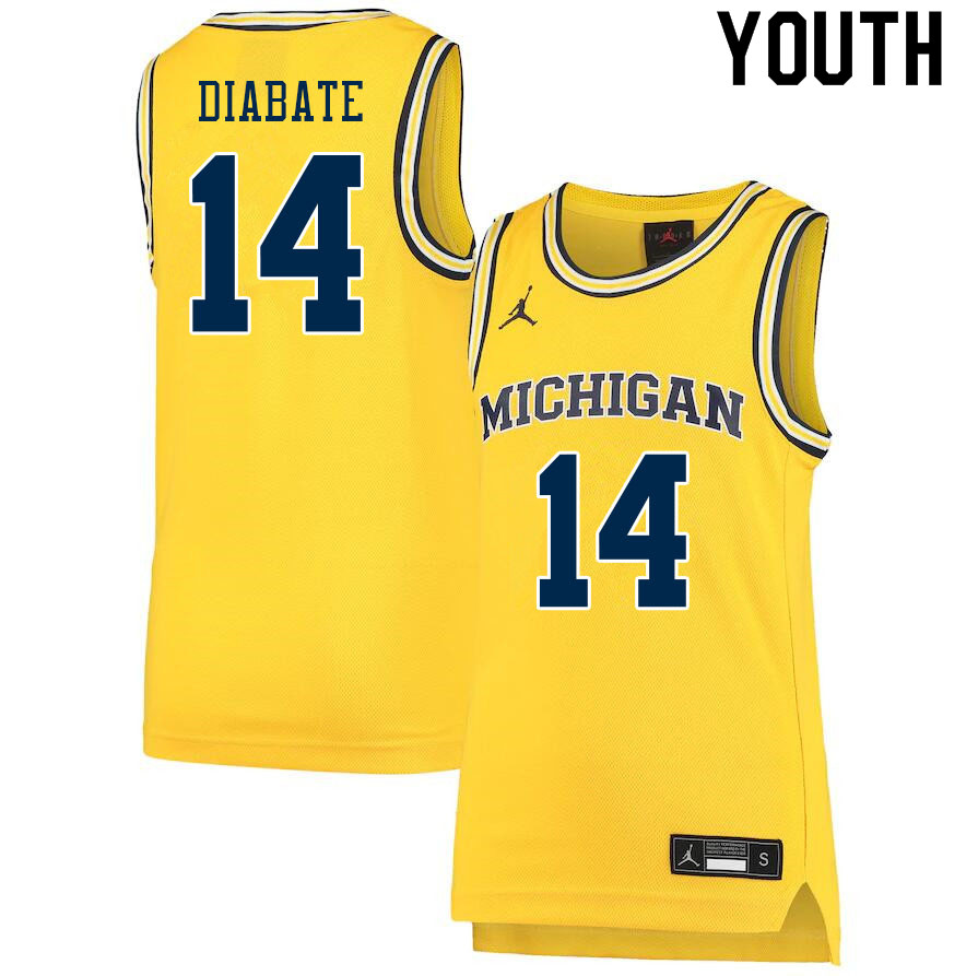 Youth #14 Moussa Diabate Michigan Wolverines College Basketball Jerseys Sale-Yellow